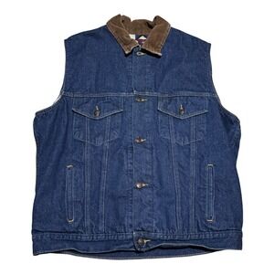 Vintage Ruddock Bros Aztec Blanket‎ Lined Button Up Denim Vest Men's Medium